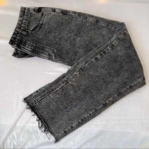 Black Acid Wash Split Hem Jeans